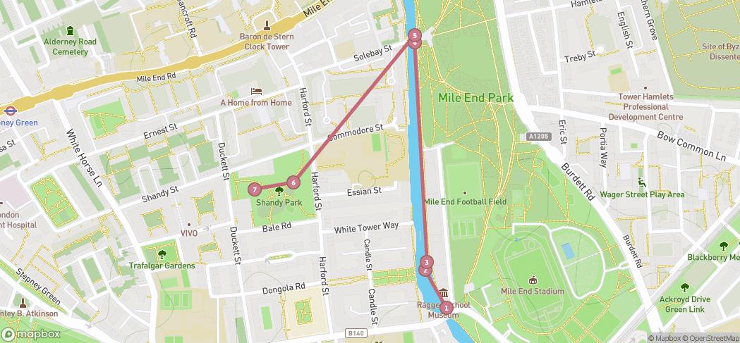 Map preview for A canal side walk in Stepney Green
