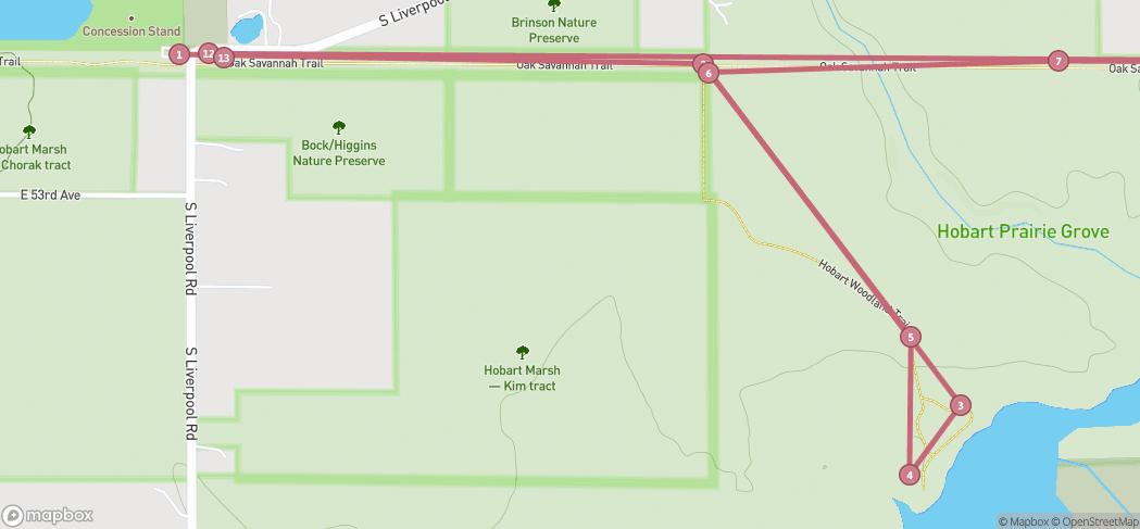 Map preview for Hobart prairie grove trail