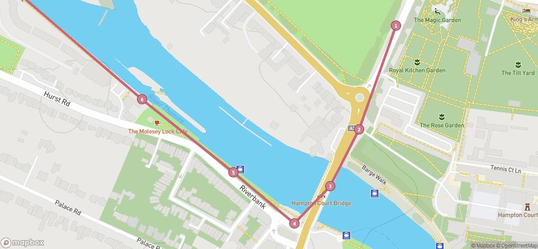 Map preview for Up Thames 1 Hampton to Shepperton
