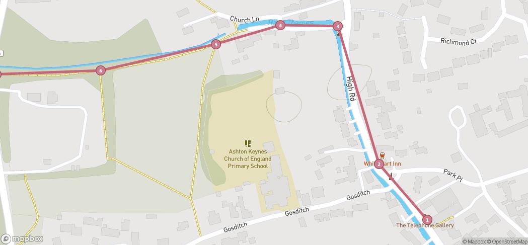 Map preview for Ashton Keynes to The Thames Source
