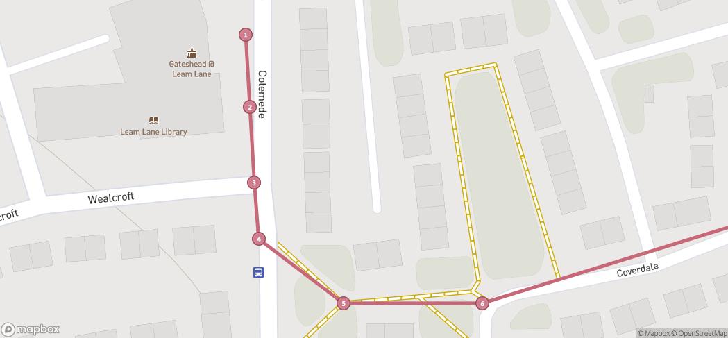 Map preview for Leam Lane Circular Walk