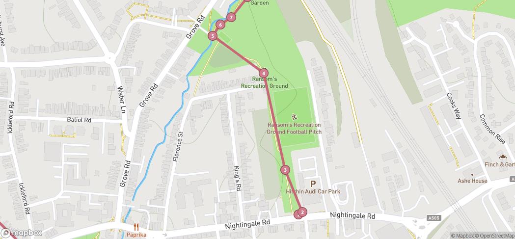 Map preview for Hitchin North Loop