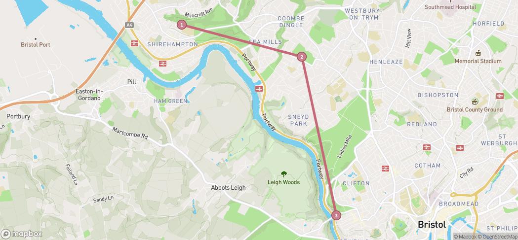 Map preview for Shire to Clifton via Stoke Lodge
