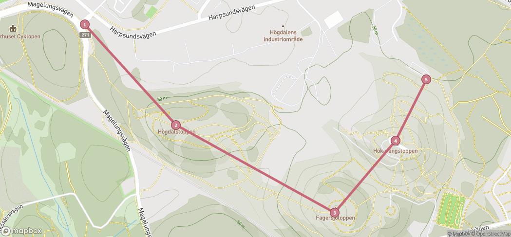 Map preview for Hike to the hills of Högdalen