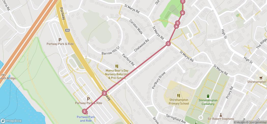 Map preview for Portway to Bristol Green Walk