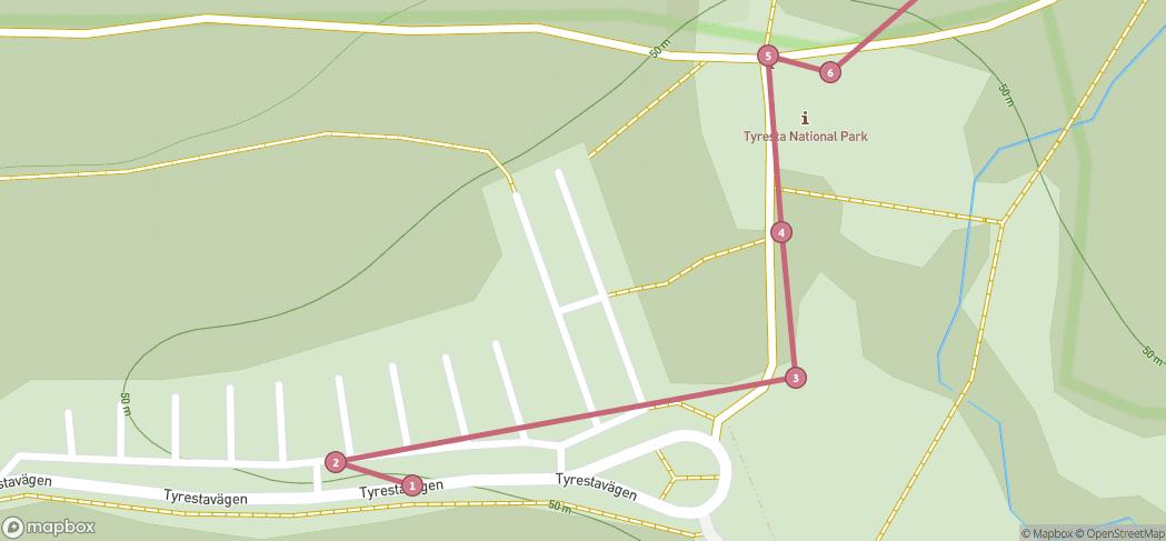 Map preview for Overnight camping in Tyresta forest