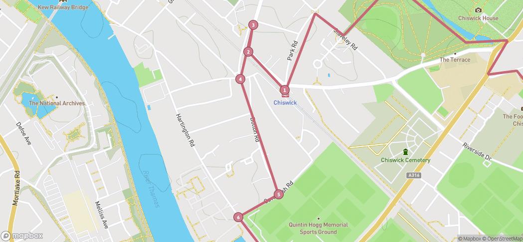 Map preview for Thames Path Barnes Loop