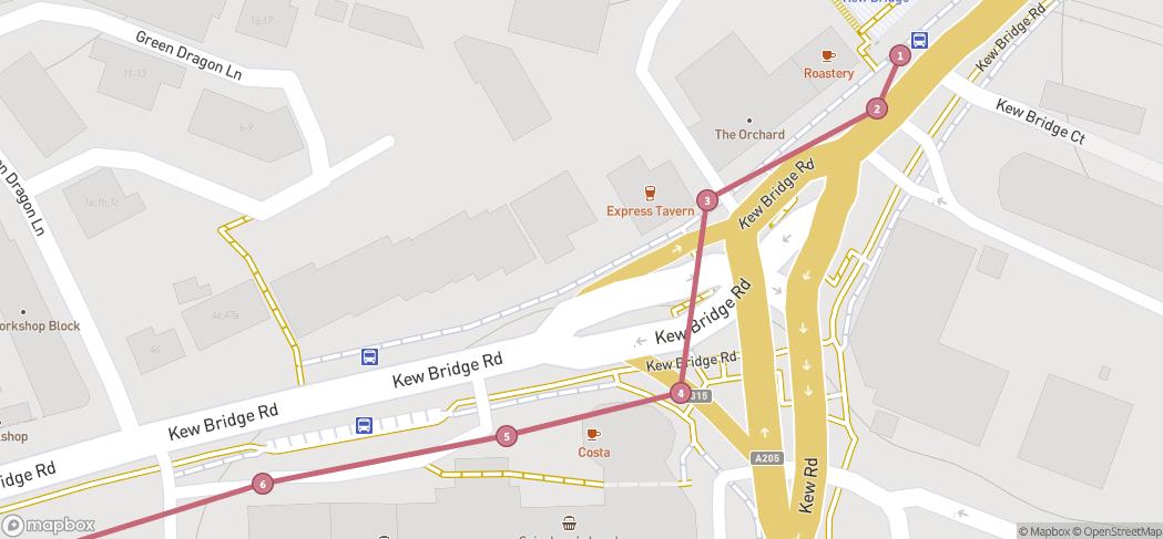 Map preview for Kew Bridge to Brentford Thames Path