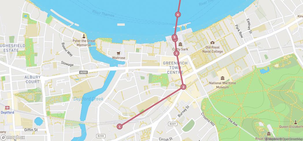 Map preview for Greenwich to Trinity Lighthouse