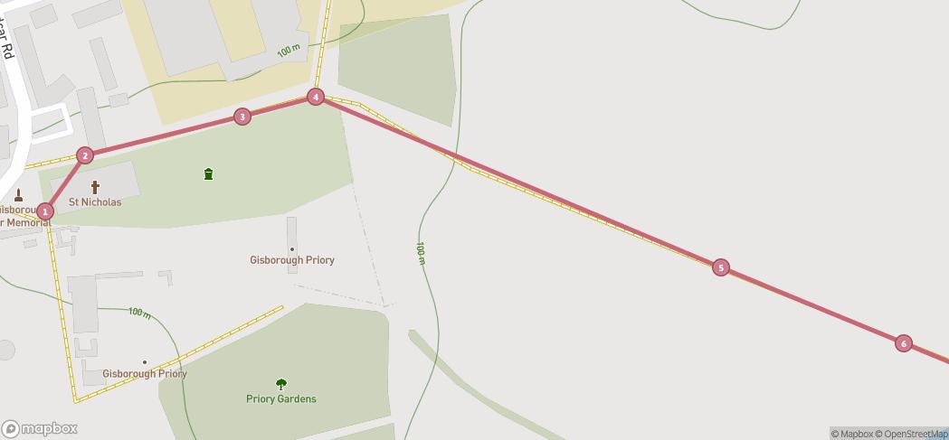 Map preview for Guisborough Priory to forest