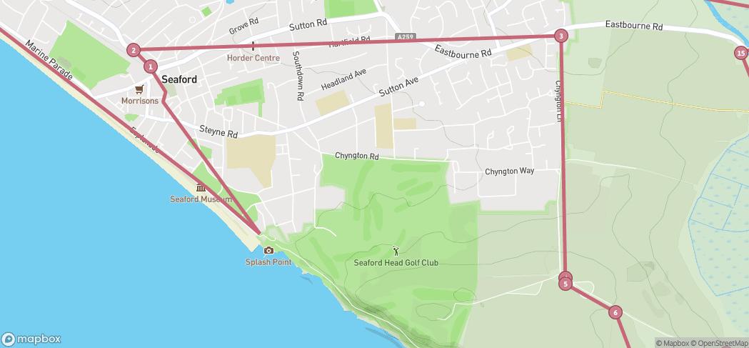 Map preview for Seaford Highlights - bus and walk