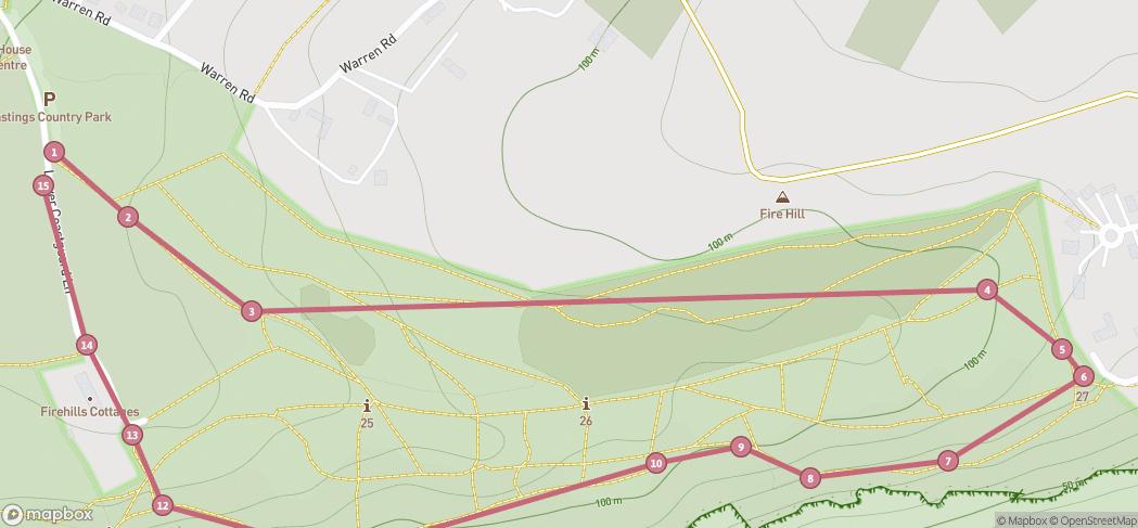 Map preview for Firehills, Hastings Country Park