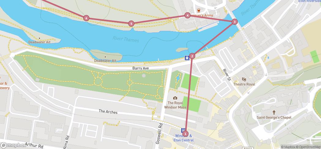 Map preview for Windsor to Taplow Thames Walk