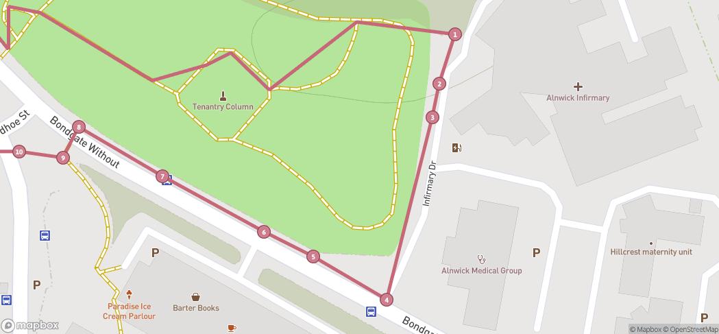 Map preview for Alnwick Infirmary Nature Break Walk