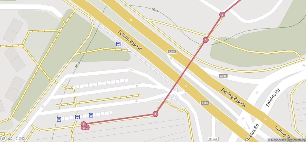 Map preview for Heworth to Hebburn Metro Walk