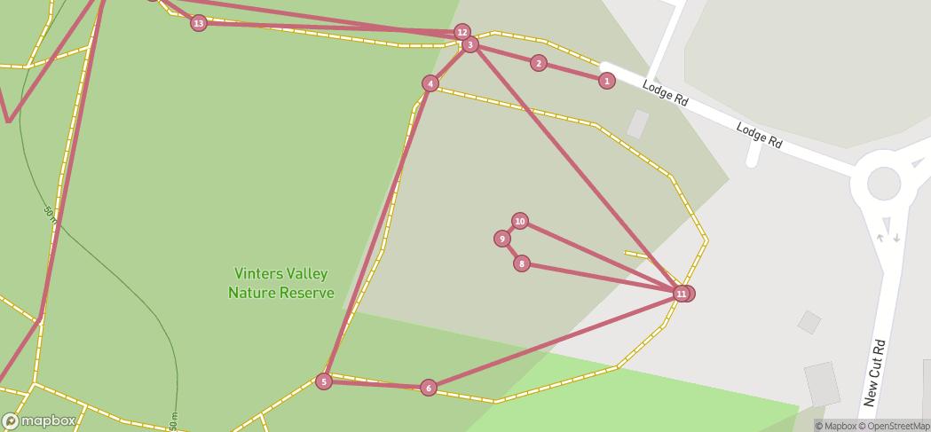 Map preview for Vinters Valley Nature Reserve walk