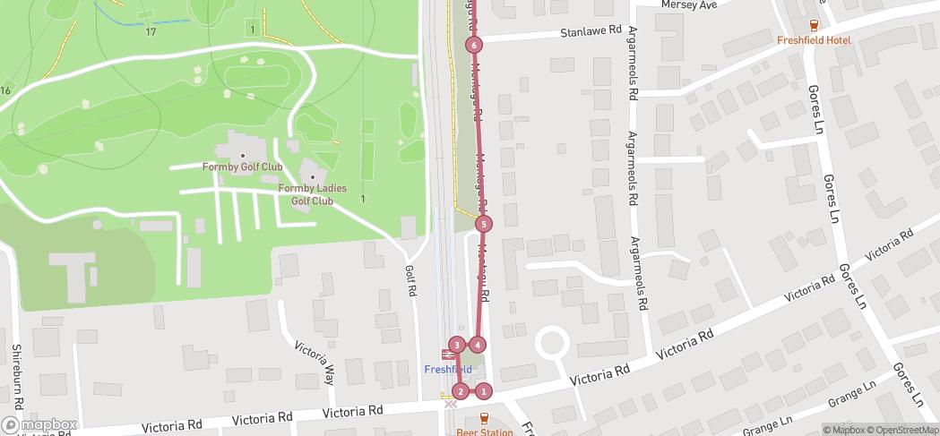 Map preview for Freshfield to Ainsdale Trail