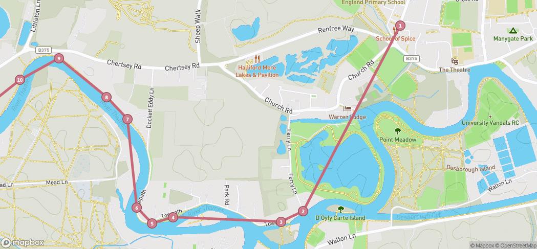 Map preview for Shepperton to Staines - Thames Walk