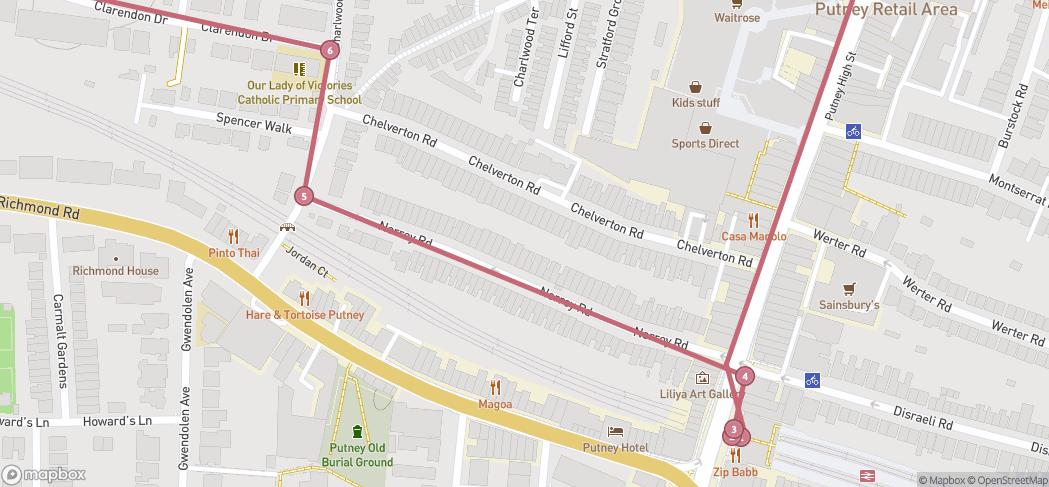 Map preview for Putney & Thames Path Step-free