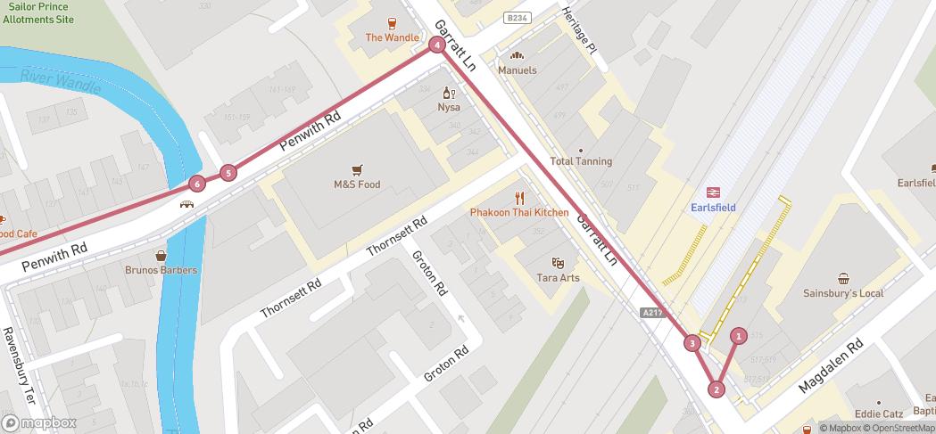 Map preview for Wandle & Thames Path Step Free