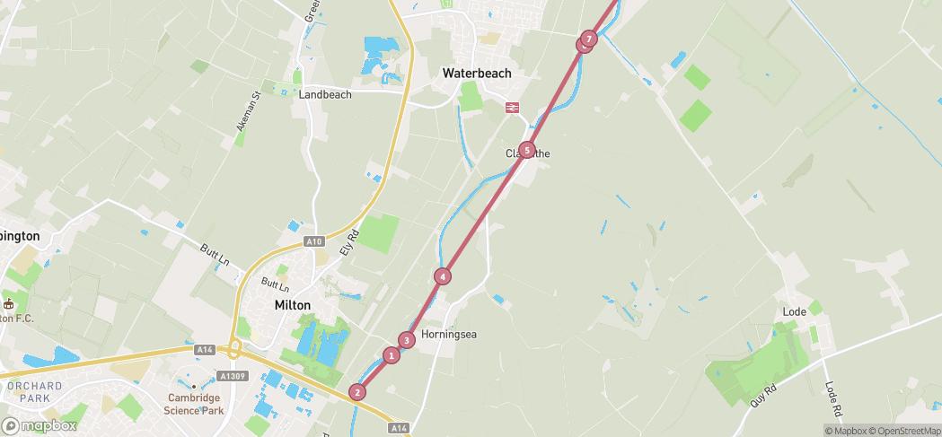 Map preview for Cambridge to Ely river Cam walk