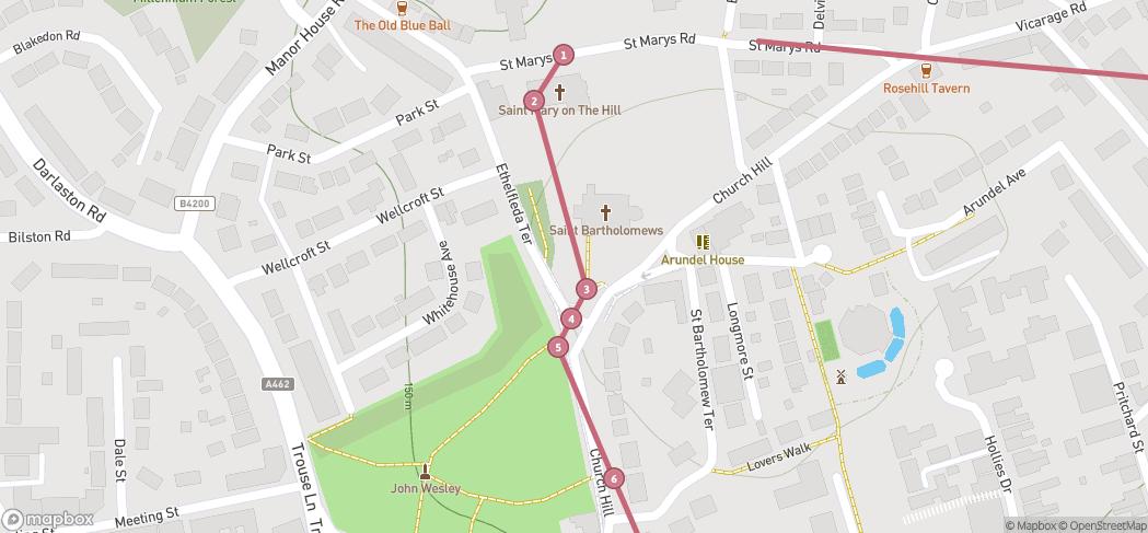 Map preview for Wednesbury Historical Walk