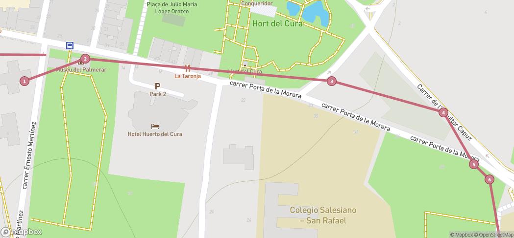 Map preview for Historic Palm Groves Route