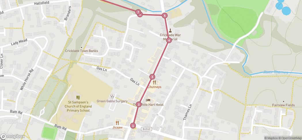 Map preview for Cricklade to Ashton Keynes Thames