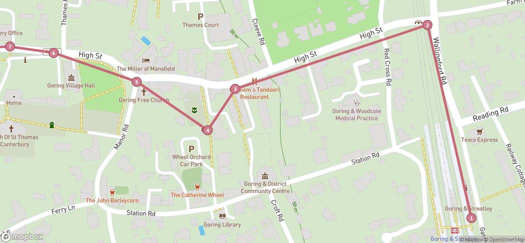 Map preview for Goring to Wallingford Thames Path