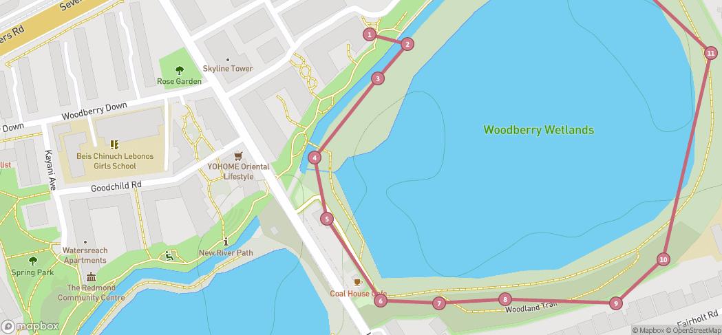 Map preview for Woodberry Wetlands sunset walk 