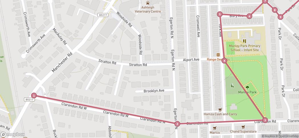 Map preview for Manchester Road to BMHC