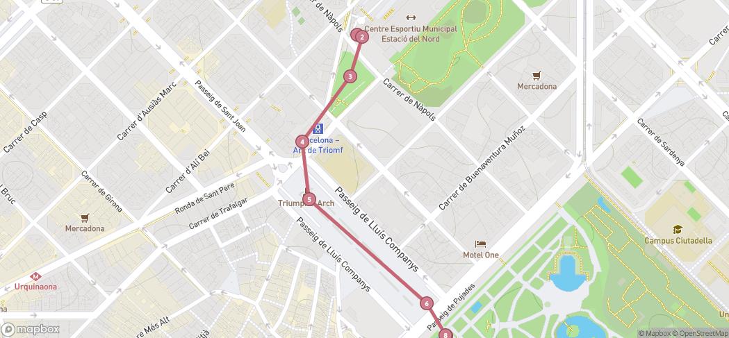 Map preview for A gentle stroll to Barcelona Zoo